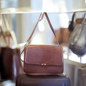 Galleries Lafayette Croc Pattern Shoulder Bag